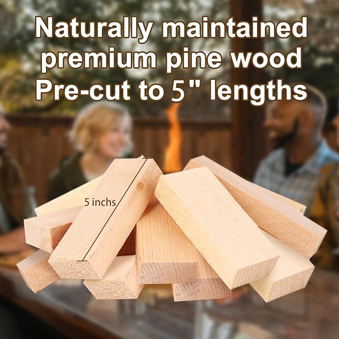 Pre-Cut 5'' Lengths Mini Firewood,Pine Kiln Dried Firewood,Small Barkless Kindling Logs,Fire Pit Accessories Prefect for Solo Stove Mesa XL, Tabletop Firepit,Mesa Fire Sticks Wood,4Lbs