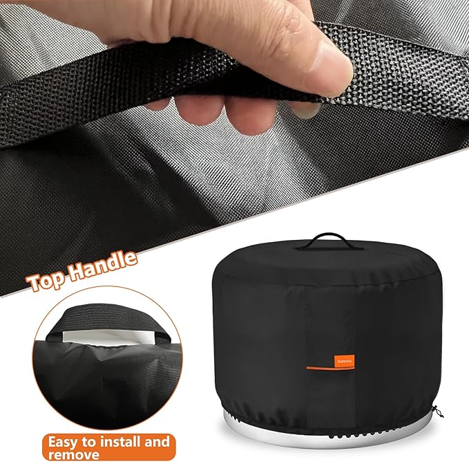 Round Fire Pit Cover,Outdoor 600D Heavy Duty 100% Waterproof Tear-Resistant Solo Stove Bonfire Firepit Covers,Patio Weatherproof Fire Pits Cover for Solo Stove Bonfire,Black