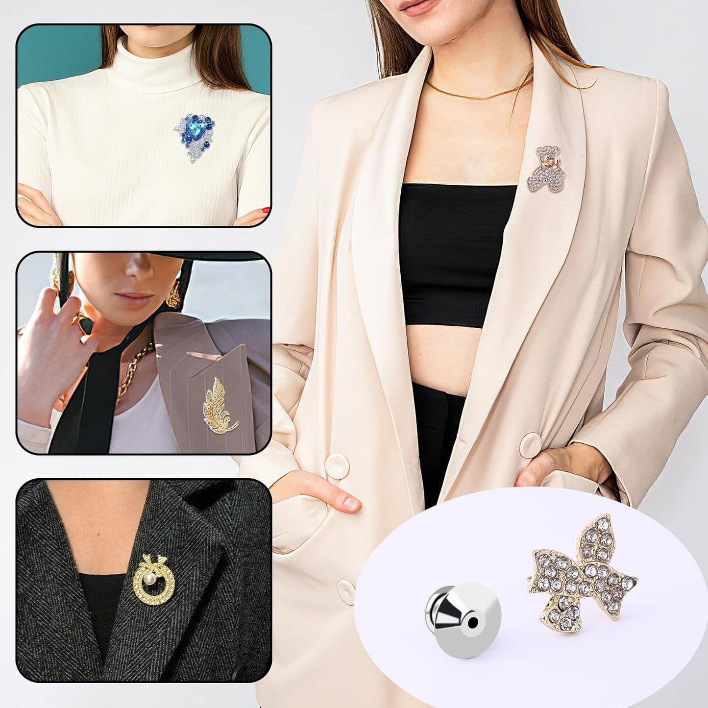 DECYOOL 100PCS Metal Locking Pin Backs, Pin Keepers Clasp Pin Backs Locking Buckles for Brooch DIY Crafts Badges Enamel Lapel Needles Pin Lock