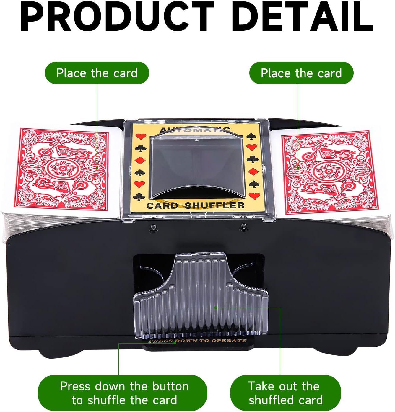 Unniweei Automatic Card Shuffler, Battery-Operated Electric Shuffler, Casino Card Game for Poker, Home Card Game, UNO, Phase10, Texas Hold'em, Blackjack, Home Party Club Game