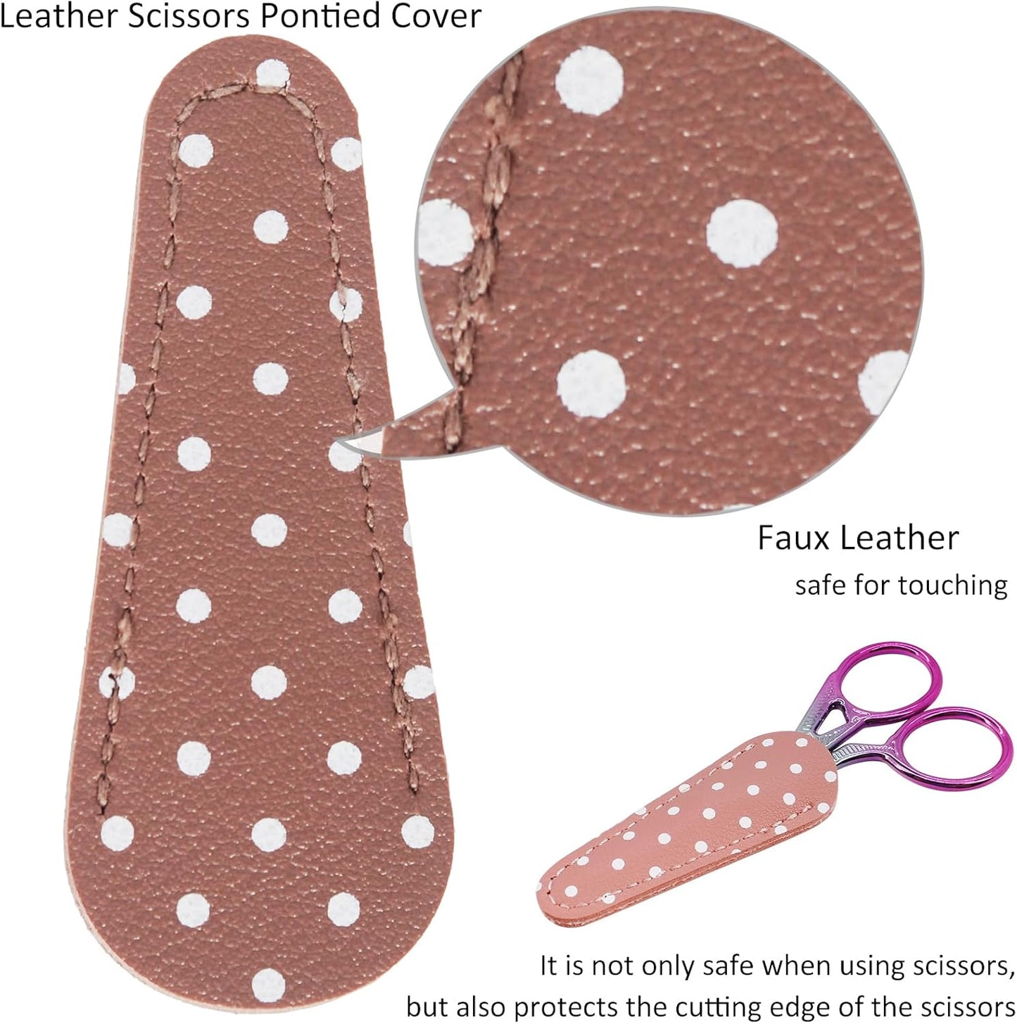 BIHRTC 3.6 Inch Small Crane Precision Detail Scissors Protective Leather Cover Stainless Steel Sharp Tip Needlepoint Scissors for Sewing Crafting Embroidery Scrapbooking