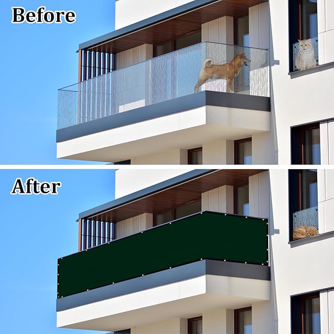 UPGRADE Privacy Screen 3' x 16' Fence Commercial Shade Cover with Brass Grommets Heavy Duty Perfect for Outdoor Back Yard, Dark Green, Customizable