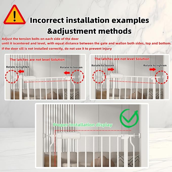 TSAYAWA Extra Wide Baby Gate with Door, 52.76~62.2 Inch Wide Presure Mounted No Drill Metal Auto Close Child Gate for Stair Doorway - Indoor Outdoor Safty Gate for Toddler Dog Doggie, Black
