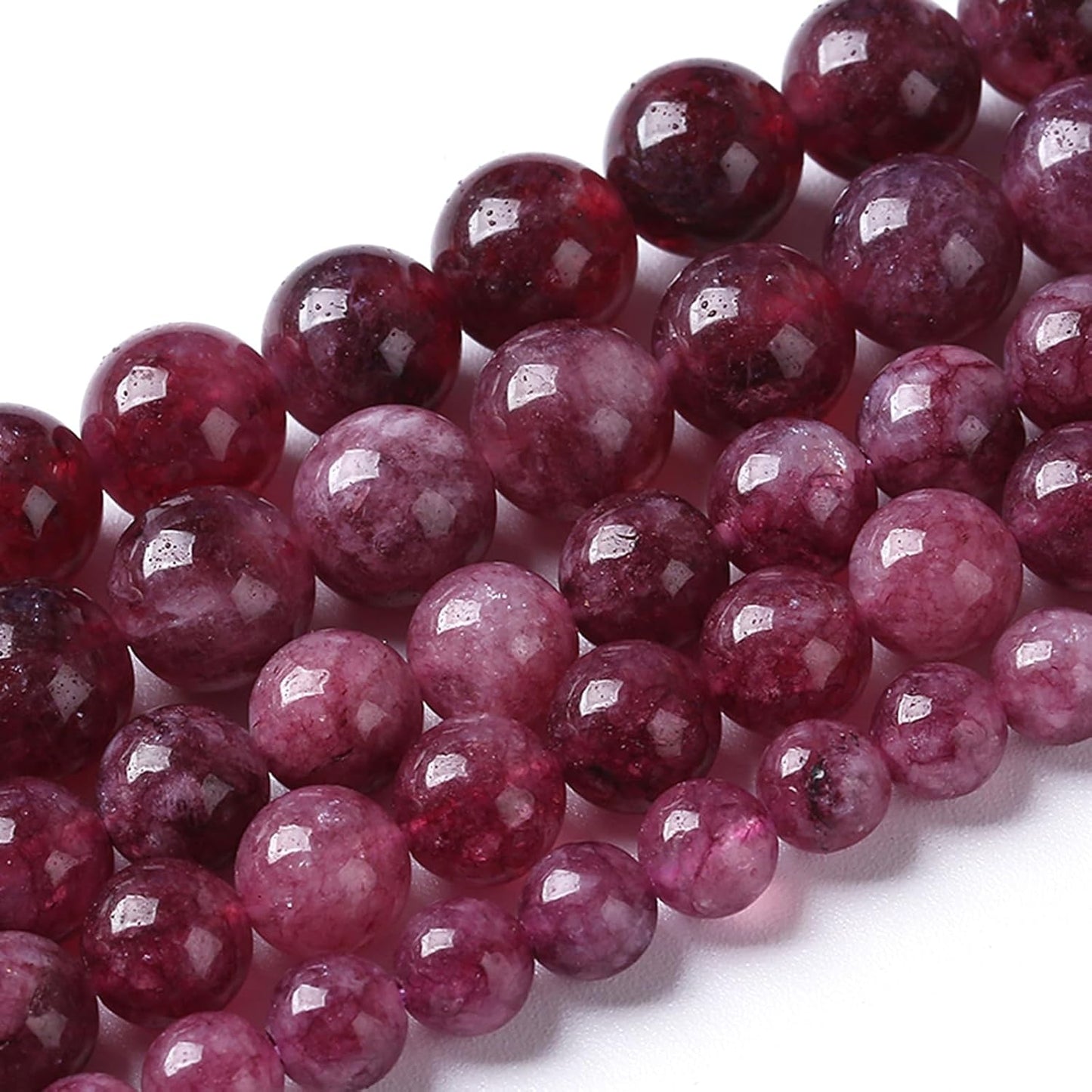 180PCS 4MM Natural Stone Kunzite Purple Jade Beads Round Loose Beads for Jewelry Making Bracelet 2 Strands 32"