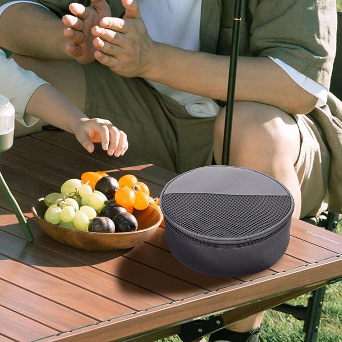 Outdoor Tableware Bag Round Mesh Camping Storage Organizer for Plates Bowls and Utensils Portable Cooking Cookware Carrying Case 8.66X8.66X2.36 Inches