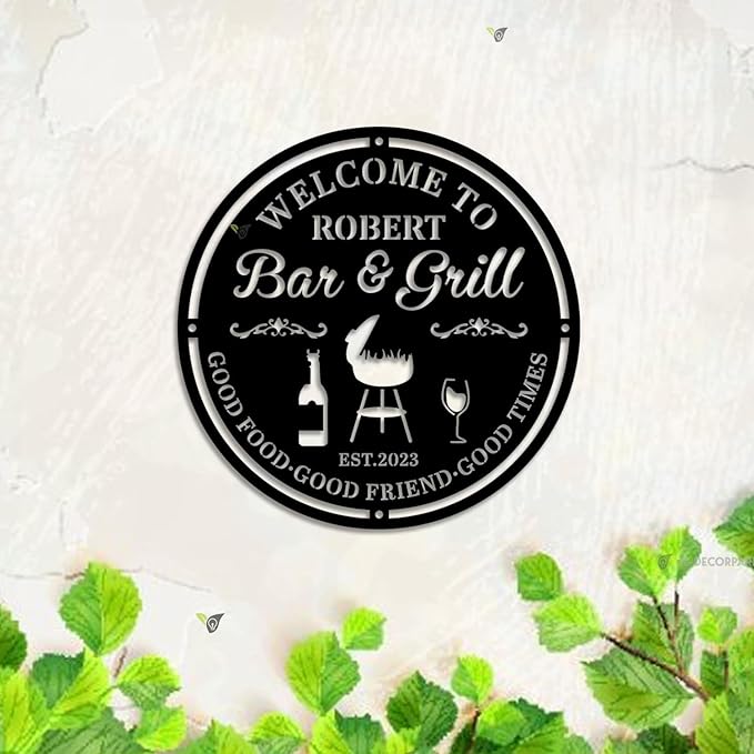 Personalized Bar & Grill Welcome Sign - Custom Backyard BBQ Sign, Neon Grill Decor, 16-Color LED with Remote Control, LED Light Up Wall Decor for BBQ Area, Man Cave