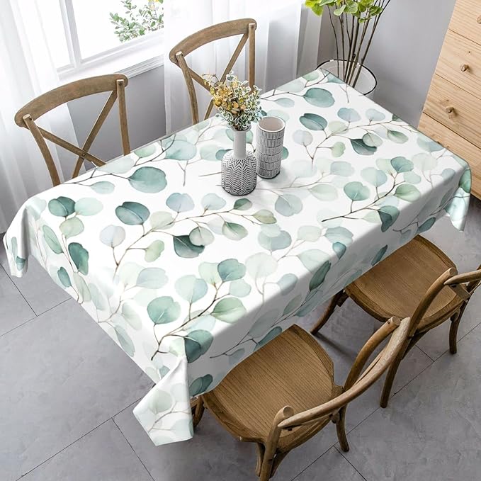 Worltoldb Eucalyptu Tablecloths Polyester Table Cloth for Kitchen Dinning Table Washable Table Cover for Parties Wedding Picnic