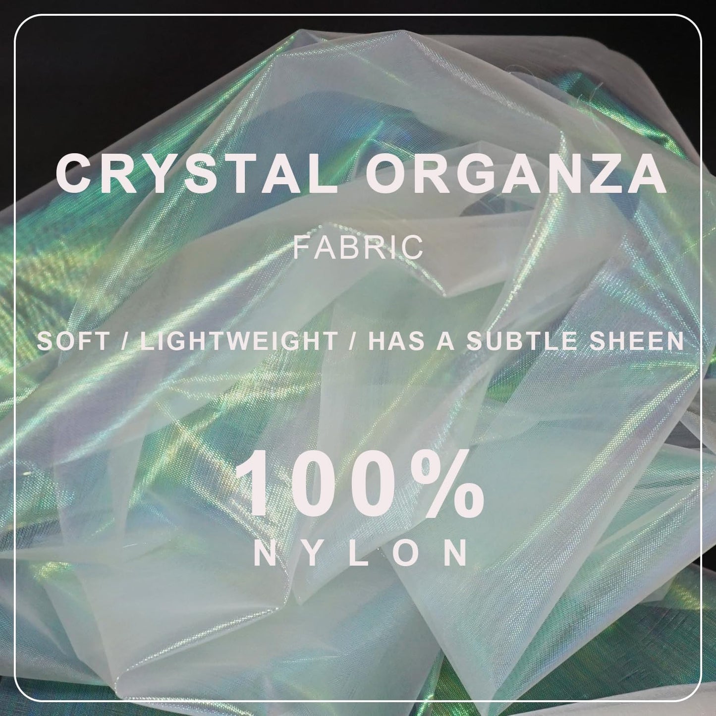 Organza Fabric Tulle Rolls 12 Inch 50 Yards (150 feet) Crystal Sheer Silky Shiny Netting Spool Bolt for DIY Craft Table Runner Wedding Baby Shower Decor Gift Wrapping Party Supplies (Iridescent White)