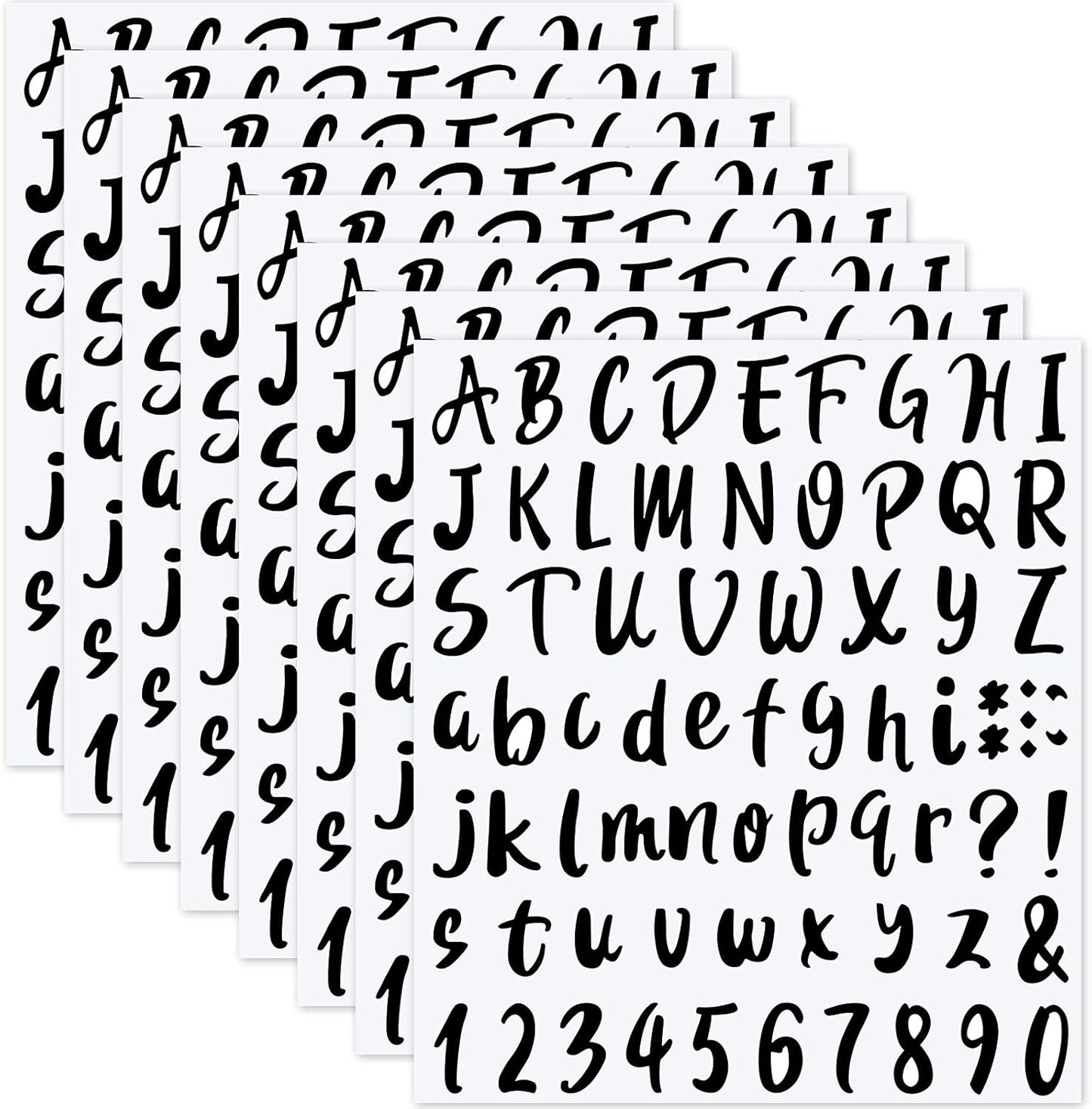 Outus 576 Pieces 8 Sheets Letters Stickers Self Adhesive Vinyl Letter Alphabet Number Stickers Mailbox Numbers Sticker, Decals for Classroom Decor, Sign, Door(Black,1.5 Inch)