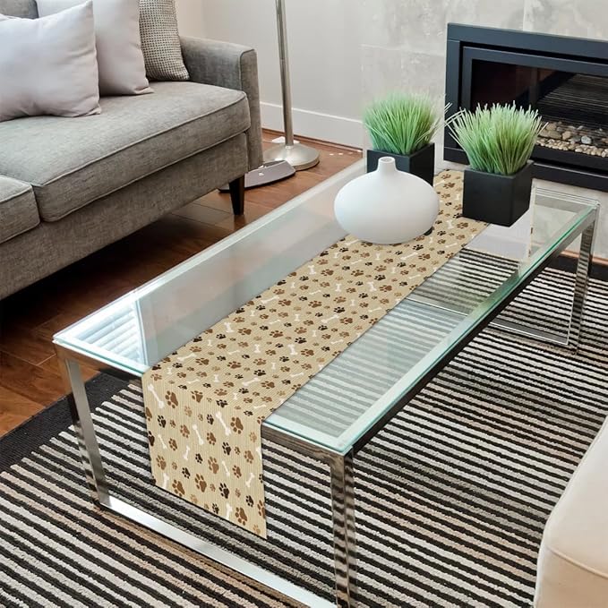 Pet Paws Table Runner Kitchen Dining Table Runner 13*48in Table Center Decor for Indoor Outdoor Home Holiday Party