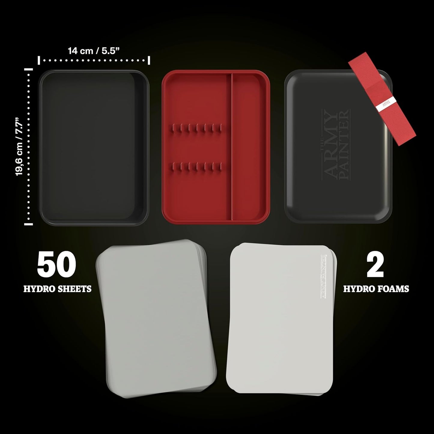 The Army Painter Hydropack Bundle Stay Wet Palette for Acrylic Painting - Acrylic Paint Palette, 50 Pcs Wet Palette Paper, and 2 Wet Pallet Sponges