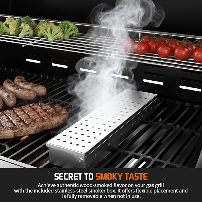 Propane Gas Grill, 5+1 Stainless Steel Barbecue Grill with Infrared Side Burner for Outdoor Cooking
