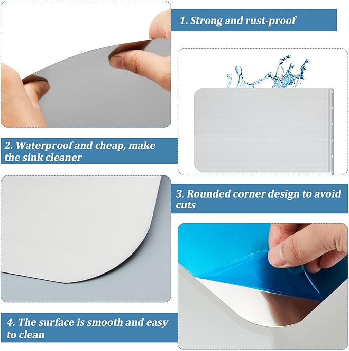 Therwen 2 Pcs Stainless Steel Side Splash Guard for Sink 26 x 12 Inch Wall Mount Guard with Screws Commercial Restaurant Hand Sink and Compartment Prep Sink Kitchen Sink Splash Protector Supply