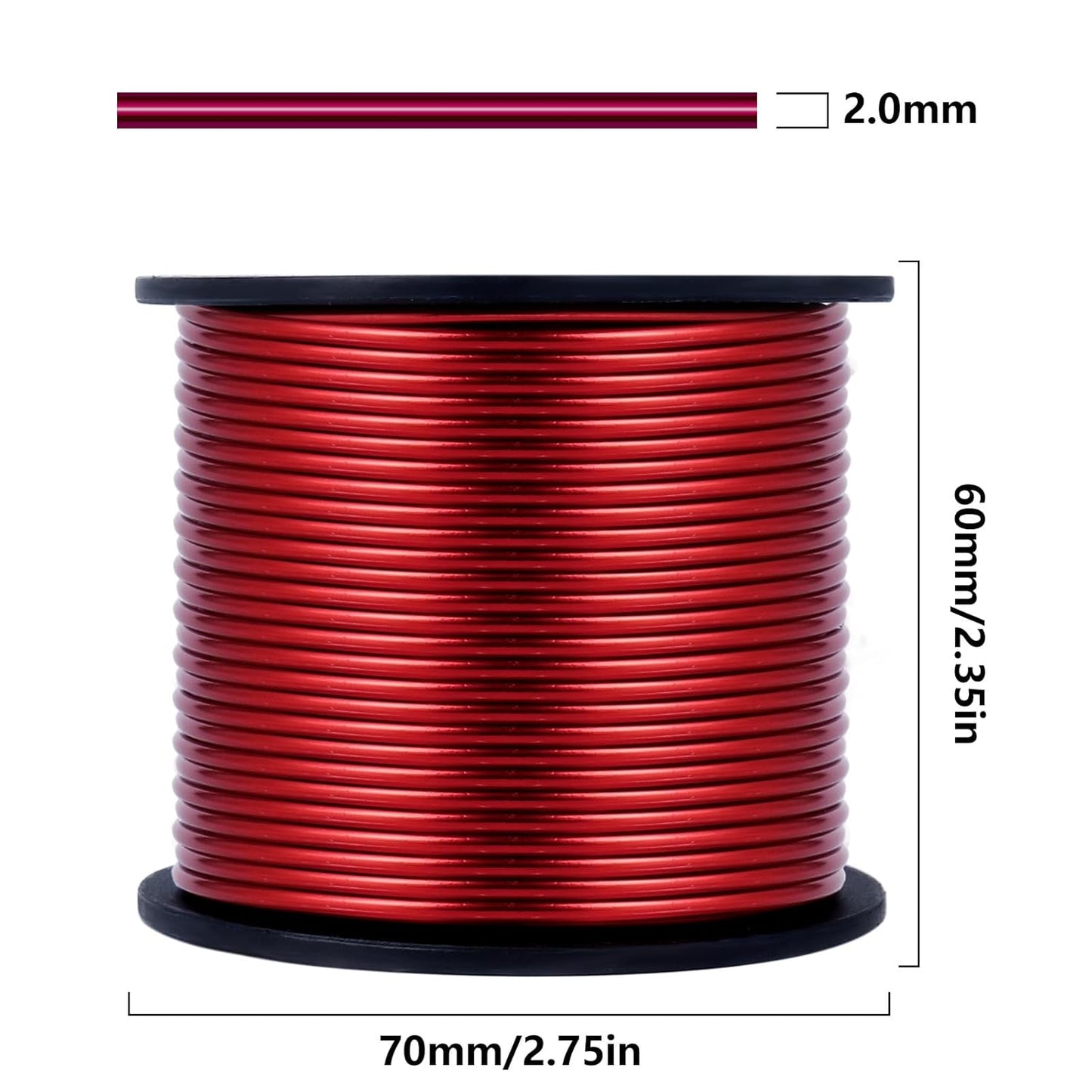 Aluminum Craft Wire, 95 Feet 2.0mm/ 14 Gauge Red Bendable Soft Metal Aluminum Wire Roll Bulk for DIY Crafts Sculpting Jewelry Making