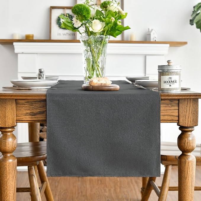 Artoid Mode Grey Table Runner, Seasonal Washable Kitchen Dining Table Decoration for Home Party Decor 13x60 Inch
