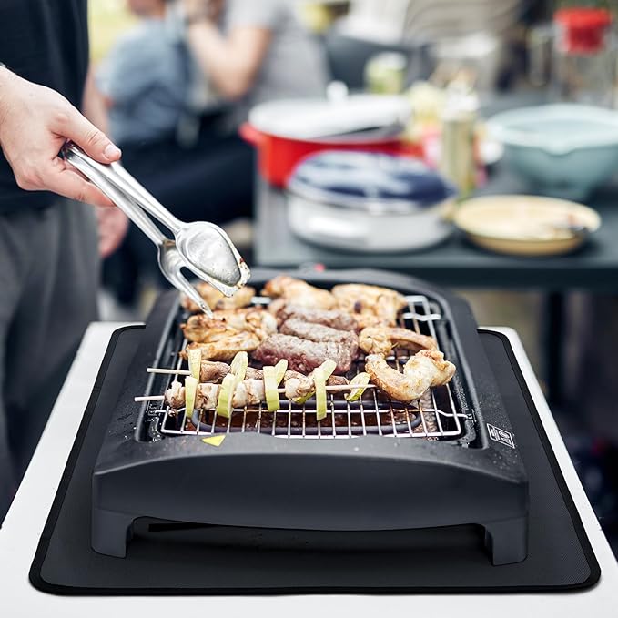 FLASLD Fireproof & Waterproof Under Blackstone Griddle BBQ Mat, Heat Resistant Grill Mats for Outdoor Grill to Protect Your Prep Table and Outdoor Grill Table (Black,24 x 36in)