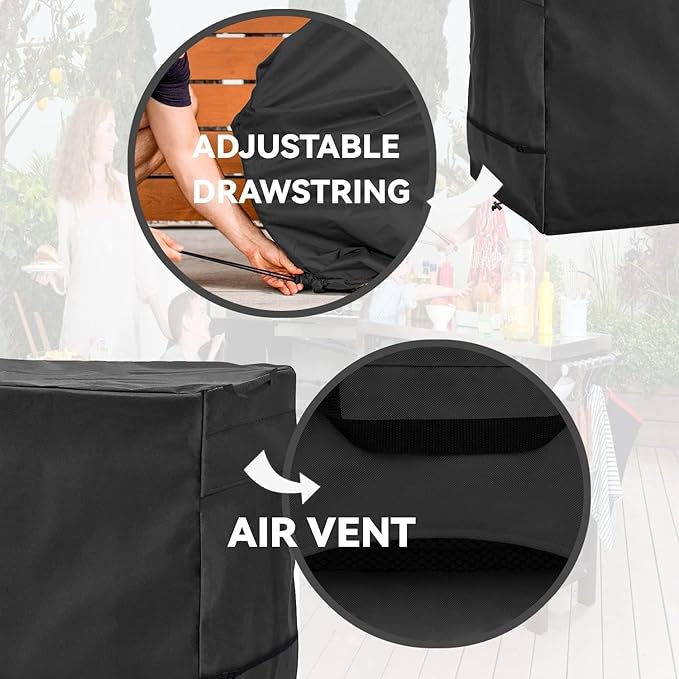 Outdoor Prep Table Cover- Heavy Duty Waterproof Cover for Outdoor Stainless Steel Table,Compatible with 54 inch Outdoor Utility Cart and Storage Cabinet Black