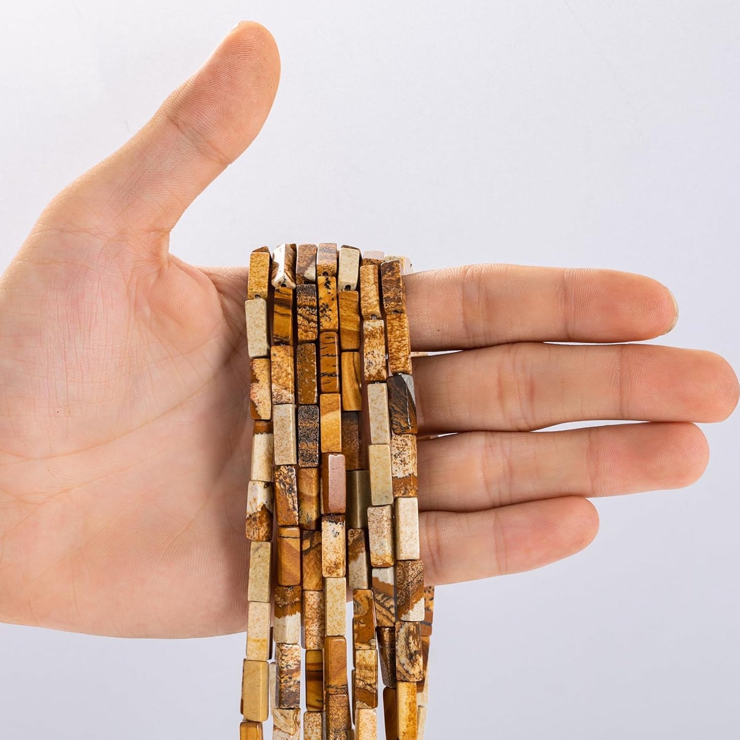 Natural Blown Picture Stone Rectangle Tube Beads 4x13mm 38cm/str Loose Semi Gemstone Stone Beads for Making Bracelets Necklace Earrings