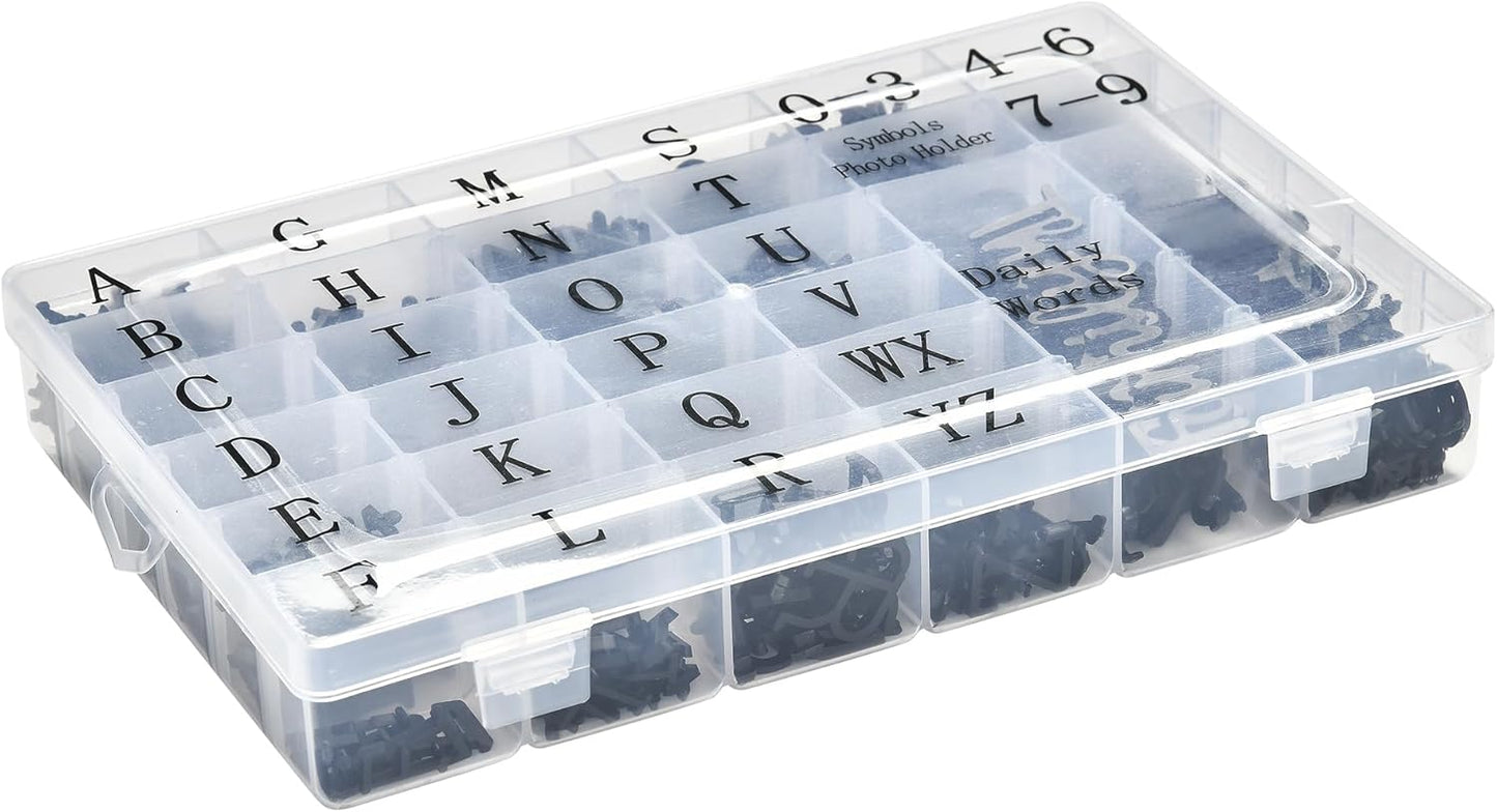 Pre-Cut Letters for Felt Letter Board, 736 Pieces Including Characters, Numbers, Symbols, Daily Words Cursive Letters with Sorting Tray for Changeable Plastic Message Boards (Black)