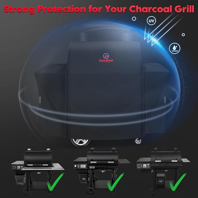 Grill Cover for Oklahoma Joe's Rider 900 & Rider DLX Grill - 600D Premium BBQ Cover Waterproof and Heavy Duty for Oklahoma Joe's Charcoal Offset Smoker, 55" L x 30" W x 49" H