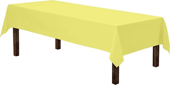 Gee Di Moda Rectangle Tablecloth - 60 x 126 Inch Yellow Table Cloth for 8 Foot Rectangle Tables - Heavy Duty Washable Fabric - for Holiday Party, Dinner, Weddings, Baby Shower & Events