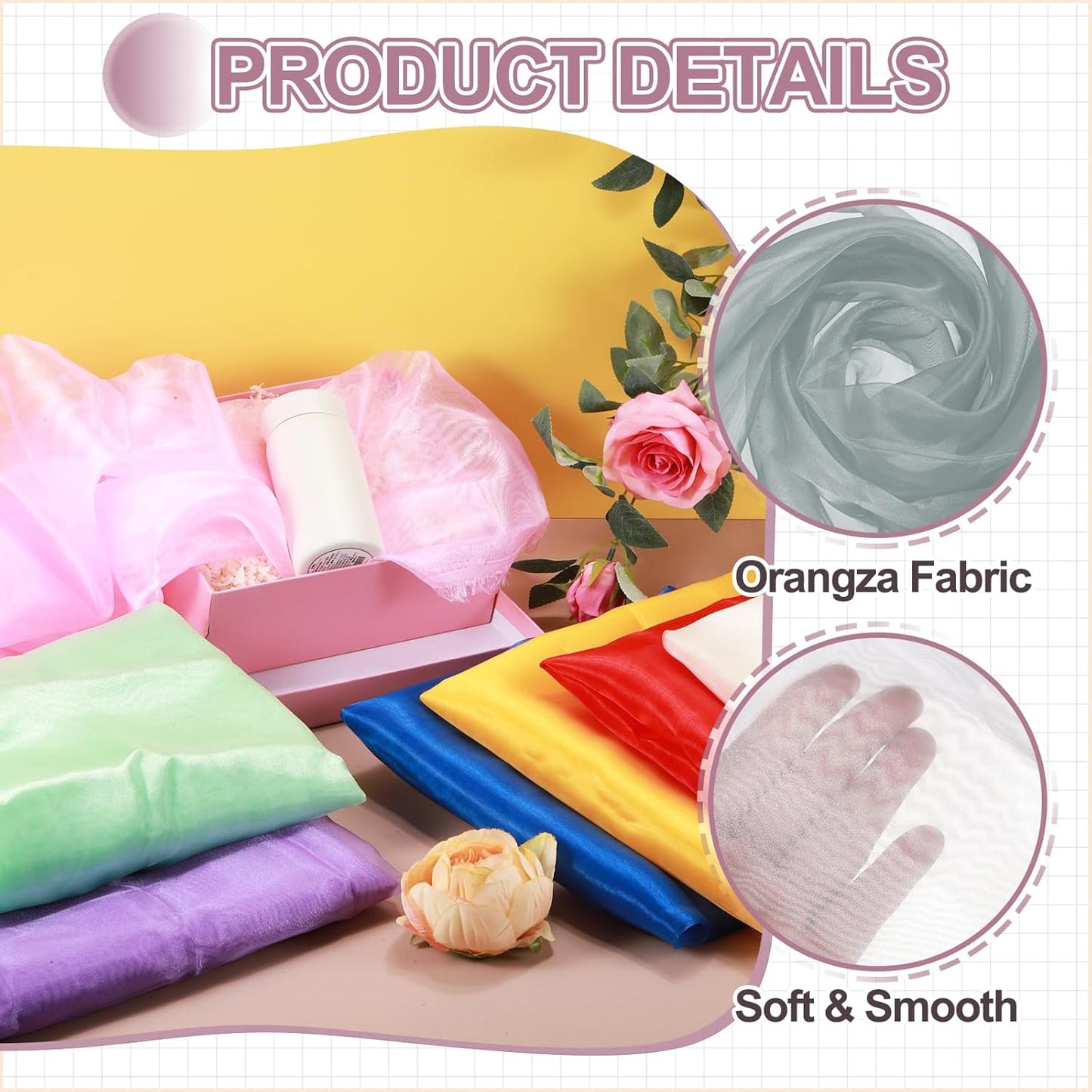 MECCANIXITY Iridescent Sheer Organza Fabric, 10 Yards x 59 Inches Solid Holographic Shiny Fabric Organza Cloth for Wedding, Curtains, Costume, Photo Background, Grey