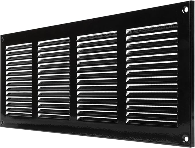 Repa Market 5-Pack Air Vent Cover 16x6 Inch (Outer Dimensions) Black Galvanized Steel Louvered Grill Cover with Mesh Screen/Wall or Ceiling Vent/HVAC Register for Indoor and Outdoor Ventilation