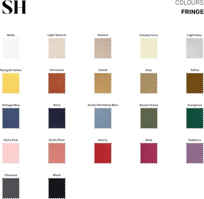Solino Home Fringe Linen Table Runner 36 Inches - 100% Pure Linen Creamy Ivory Table Runner 14 x 36 Inch Ideal for Dresser and Coffee Tables - Spring, Easter