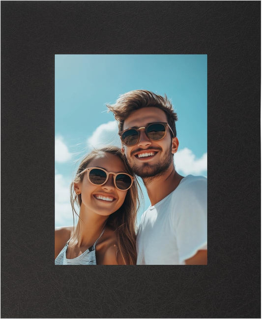 uxcell Picture Mats, 8 x 10 Mat Board Center for 5 x 7 Pictures Acid Free White Core Bevel Cut Frame Mattes with Backing for Display Art Measuring, Black