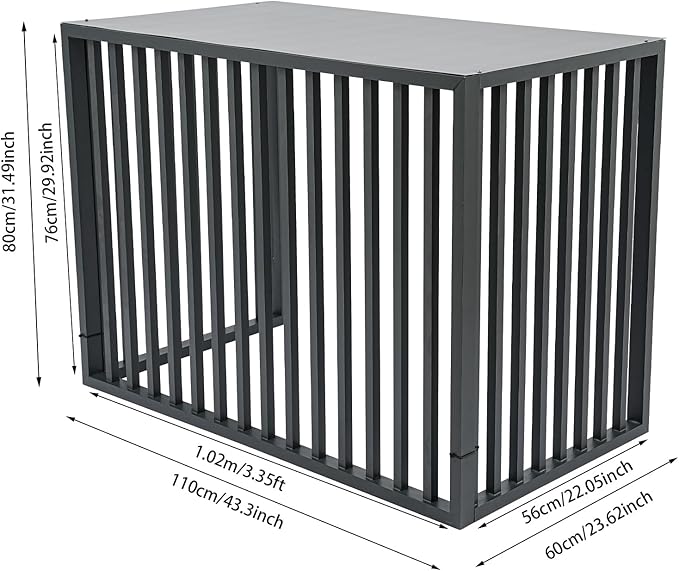 Air Conditioner Fence with Top Cover, Grey 4 Panels 43.3 "L x 23.6 "W x 31.5 "H Privacy Fence Panels for Outside, Freestanding Metal Trash Can Hider Outdoor, No-Dig Air Conditioner Sun Blocker Kit