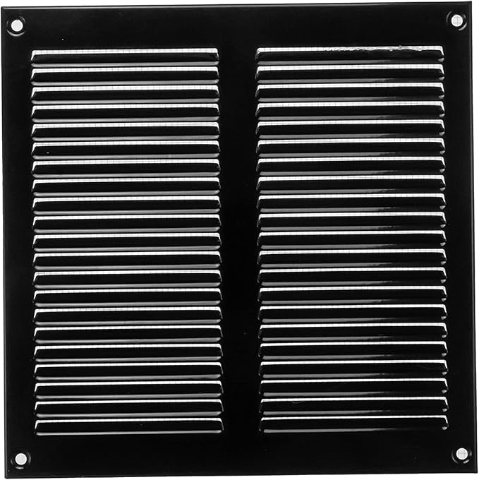 Repa Market 8x8 Inch Air Vent Cover/Black Galvanized Steel Louvered Grill Cover with Mesh Screen/Wall or Ceiling Vent/Durable Flush Mount HVAC Register for Indoor and Outdoor Ventilation