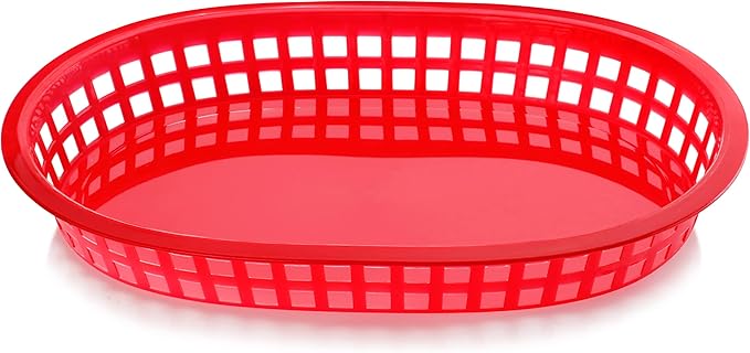 New Star Foodservice 44065 Fast Food Baskets, 10.5 x 7 Inch, Set of 12, Red