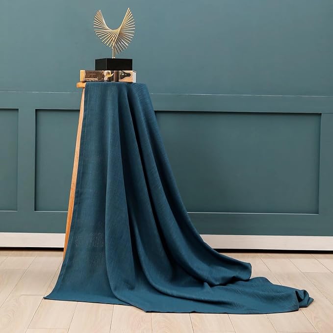 Blue Table Cloth for Rectangle Tables, Waterproof Spillproof Washable Tablecloth, Polyester Linen Dining Table Cover for Wedding, Party, Farmhouse, Kitchen - 60'' x 84'', Blue