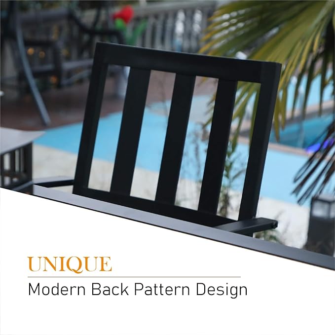 Sophia & William Round Patio Table and Chairs Set, Outdoor Dining Set for 4, 5 Piece Metal Patio Furniture, 42" Black Table(Stripe)