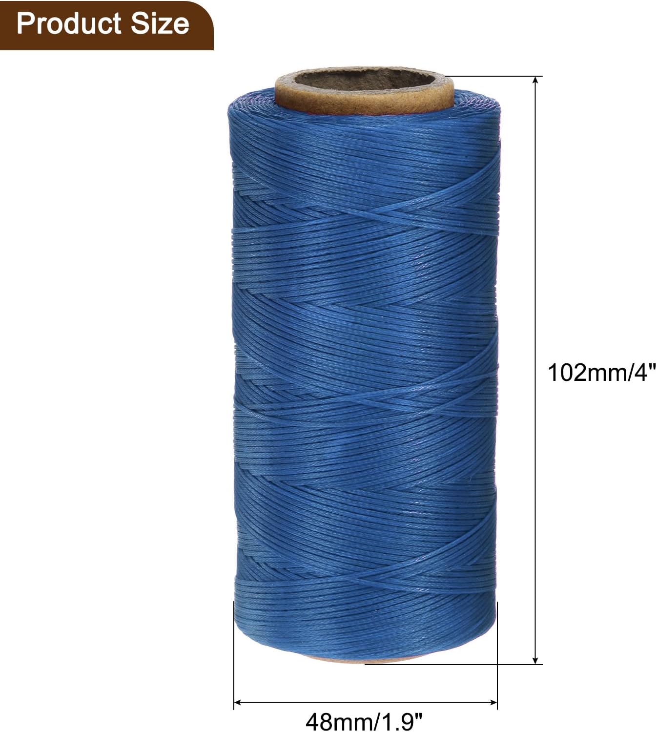 uxcell Leather Sewing Waxed Thread, 284 Yards / 260m 0.8mm 150D Flat Polyester All-Purpose Threads for Leather Crafts, Bookbinding, Sapphire Blue