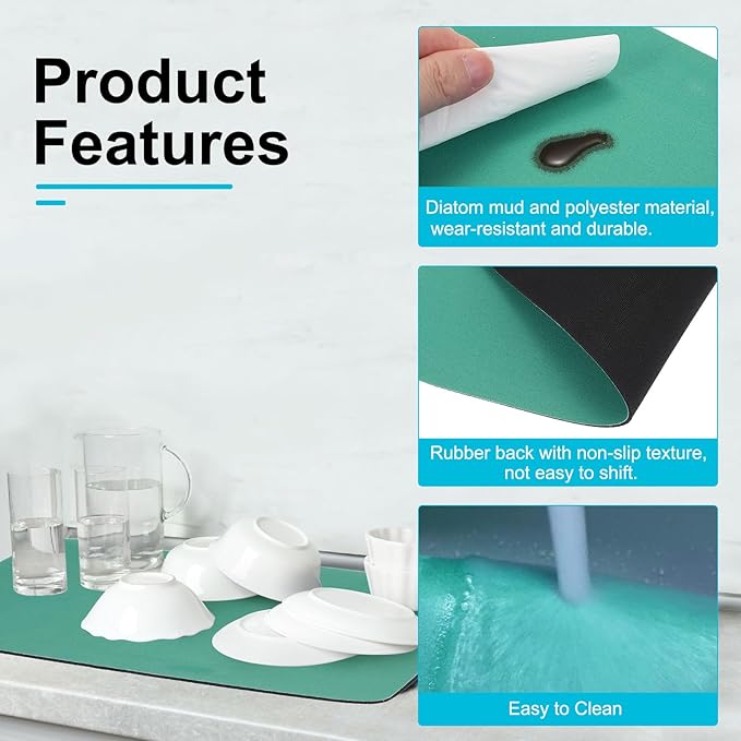 uxcell Silicone Mats for Kitchen Counter, 23.6" x 15.7" Non-Slip Countertop Protector Mat Heat Resistant Coffee Mat Waterproof Table Placemat, Green