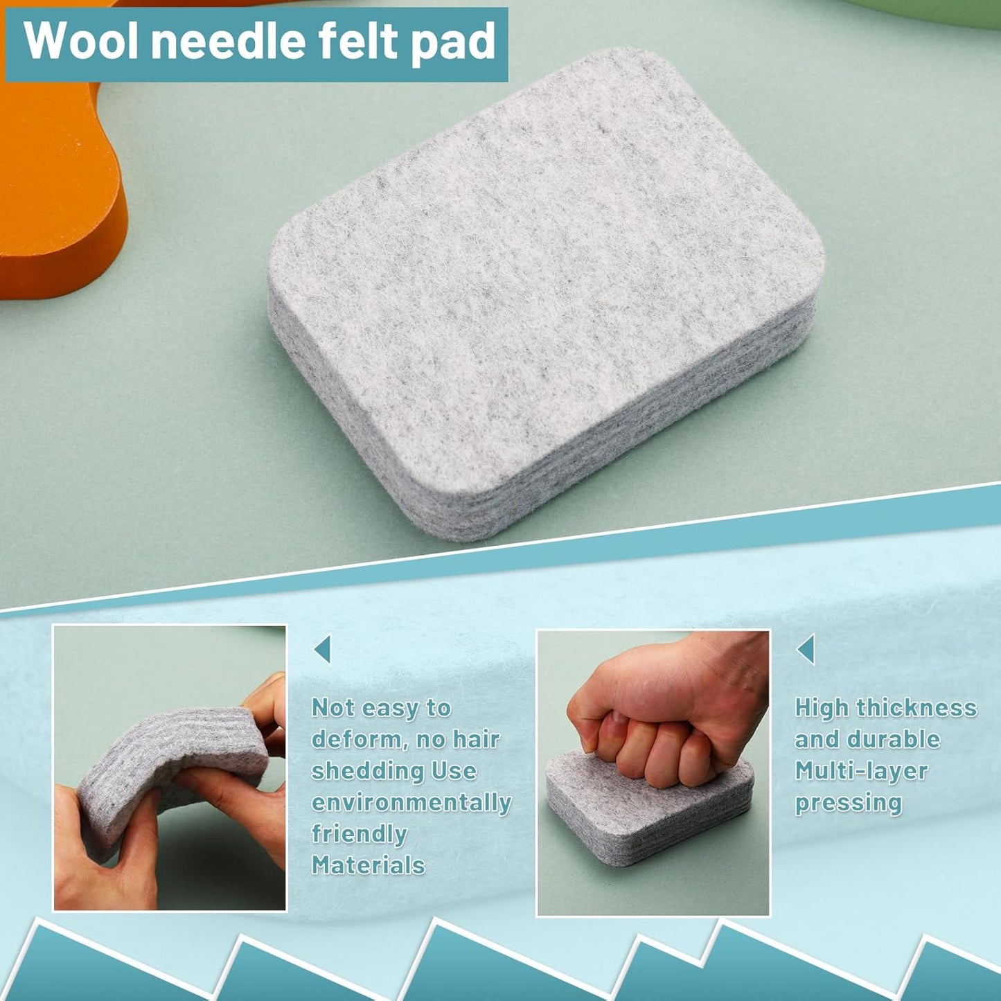 Mayboos Needle Felting Pad, Grey Sponge Needle Felting Pad, 4.52"x3.34" Natural Wool Needled Felting Mat for Any Wool Felting Makeing