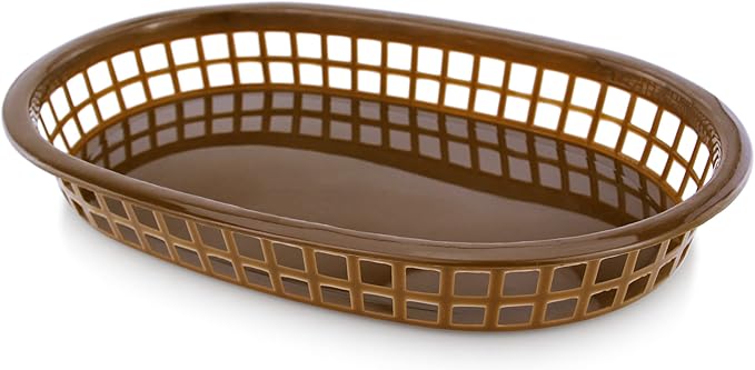 New Star Foodservice 44003 Fast Food Baskets, 10.5 x 7 Inch, Set of 12, Brown