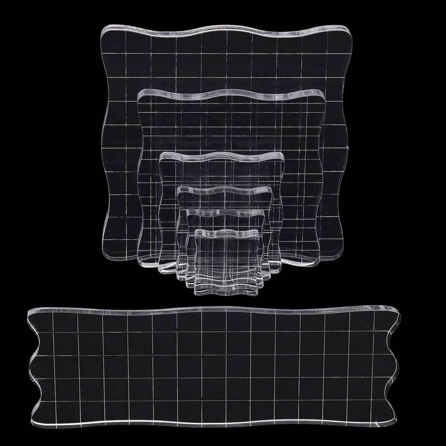 4Pcs Clear Acrylic Stamp Blocks Set, Acrylic Stamping Blocks Tools Clear Stamps with Grid Lines for Photography Props Scrapbooking Crafts Card Making