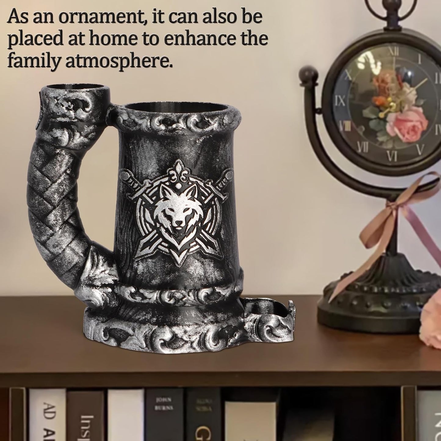 Mug Dice Tower - Dice Rolling Tower,(7PCS D20 Dice Set Included) for DND Gift and Dungeons and Dragon, Tabletop Games, Drink Holder, Tavern Style Board Game Roller (Black)