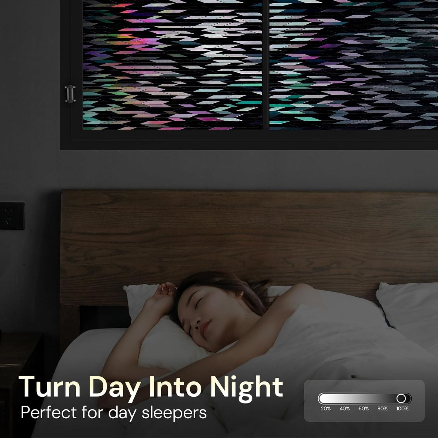 rabbitgoo Window Privacy Film, Total Blackout Window Film, Stained Glass Heat Control Glass Thermal Sticker, Room Darkening Door Cover, Anti-UV Privacy Cling with Installation Tools, 35.4" x 157.4"