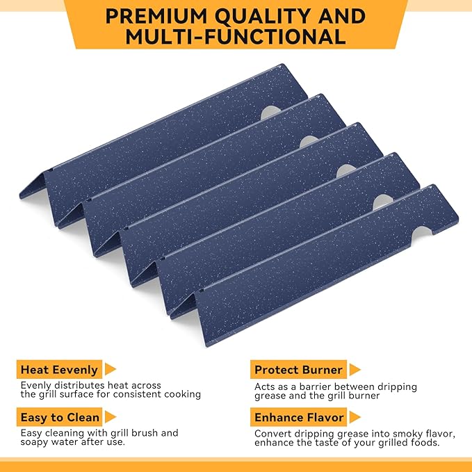 17.1 Inch Porcelain Steel Flavorizer Bars for Weber Genesis Grill Parts, for GS4 Genesis II/II LX 300, II E-310, II E-315, II E-335, II LX-340 Replacement Parts 66795, 5 Pcs