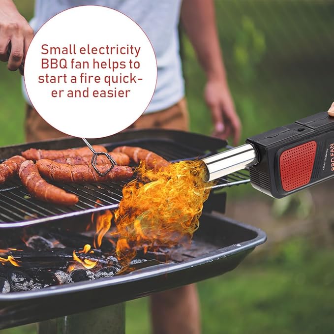 Electric Fire Blower Fan - Portable Handheld Battery Powered Air Blower, Fast Ignition for BBQ Grill, Fireplace, Campfire, Bonfire, Camping, Picnic and Outdoor Cooking