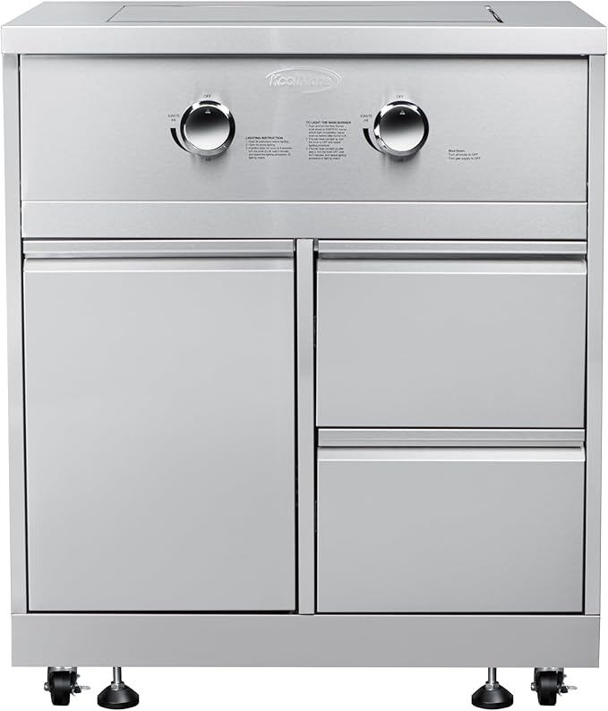 KoolMore 32 in. Outdoor Kitchen Liquid Propane Side Burner with Bottom Cabinet in Stainless-Steel (KM-OKS-SBC)