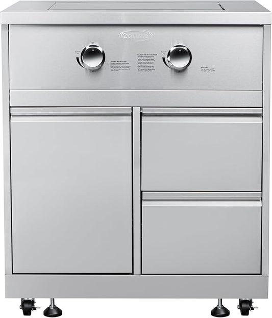 KoolMore 32 in. Outdoor Kitchen Liquid Propane Side Burner with Bottom Cabinet in Stainless-Steel (KM-OKS-SBC)