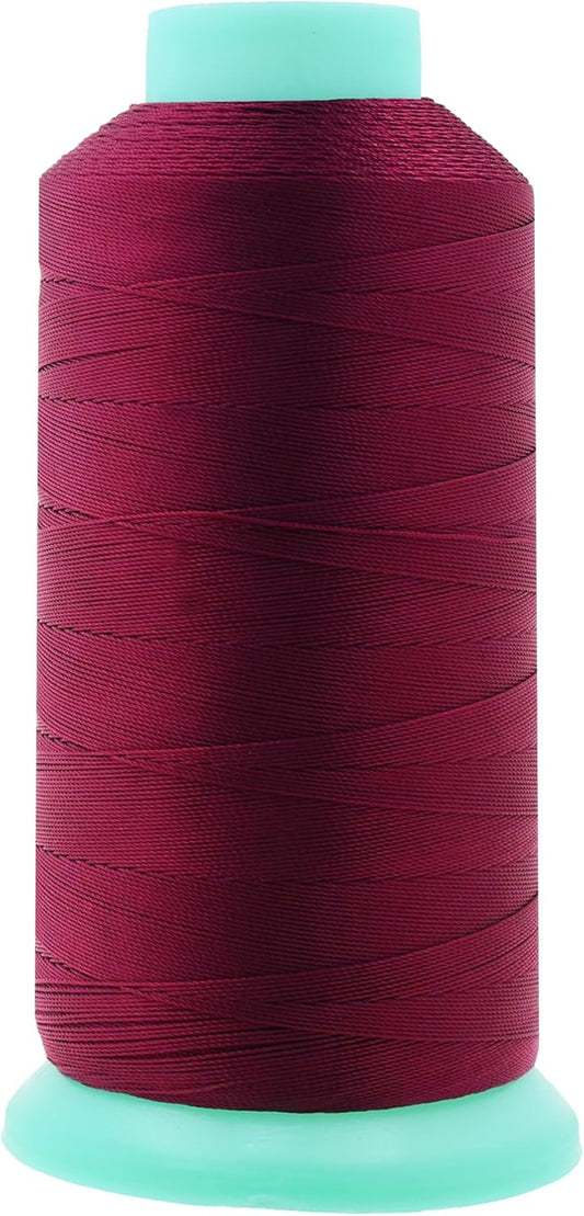 Mandala Crafts Bonded Nylon Thread Burgundy Heavy Duty Sewing Threads - 1100 YDs Size 92 280D T90 Tex 90 Thread for Leather Jeans Weaving Outdoor Marine Upholstery Threads