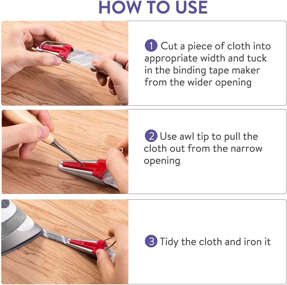 5pcs Bias Tape Makers Set Fabric Tape Maker Tool Set DIY Sewing Quilting Bias Binding Maker 6MM/9MM/12MM/18MM/25MM