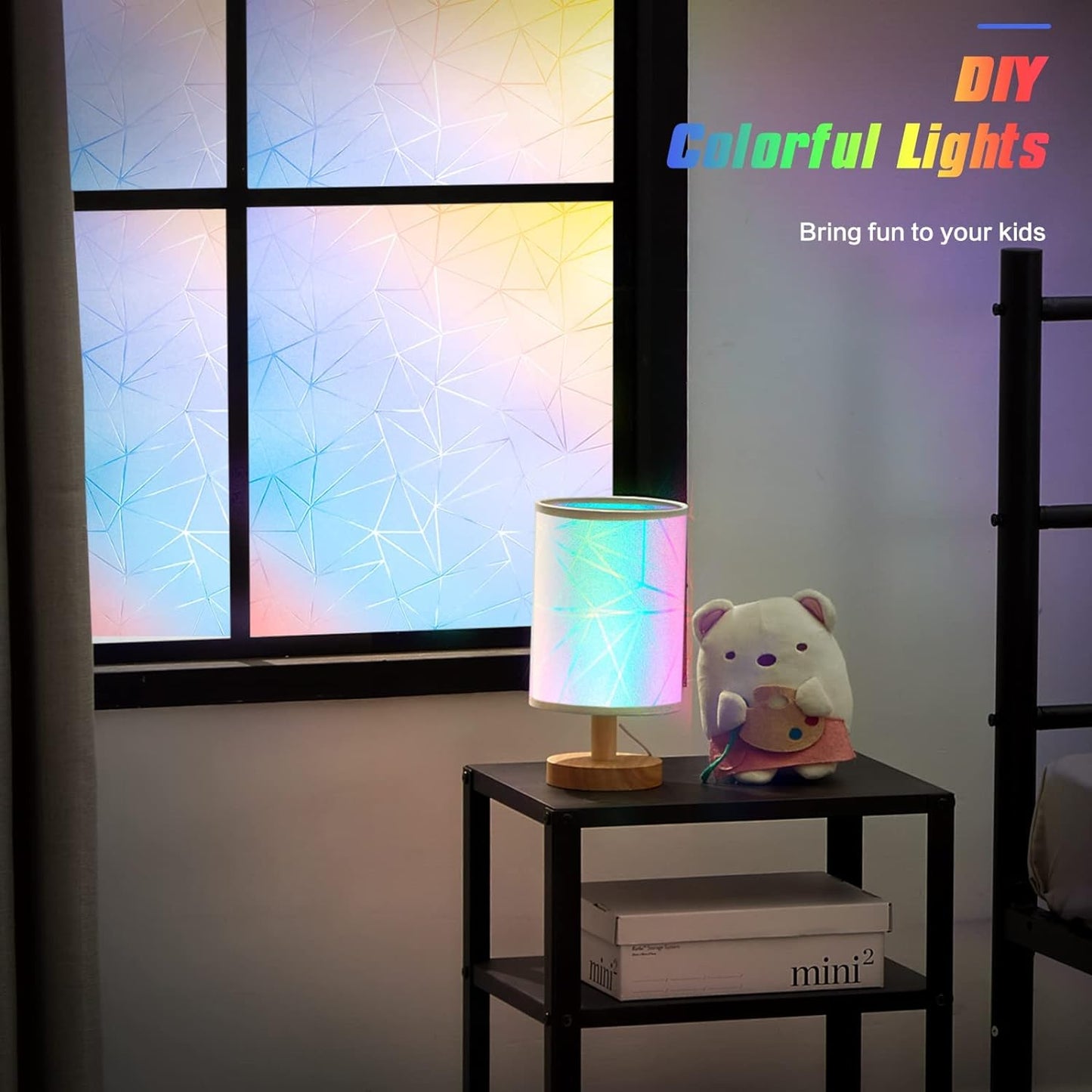 Coavas Rainbow Window Privacy Film, Frosted Glass Static Cling, Decorative for Bathroom Door, UV Blocking Window Cling, Non-Adhesive Vinyl Sticker, Day and Night Windows Tint for Home, 35.4x78.7 Inch