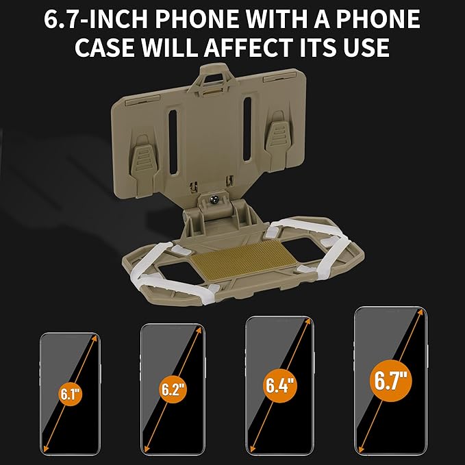 Tactical Molle Phone Holder for Plate Carrier Vest, Quick Release & Adjustable Phone Mount, Compatible with 4.7-6.7 inch Smart Phones, Durable Tactical Accessories for Outdoor Enthusiasts
