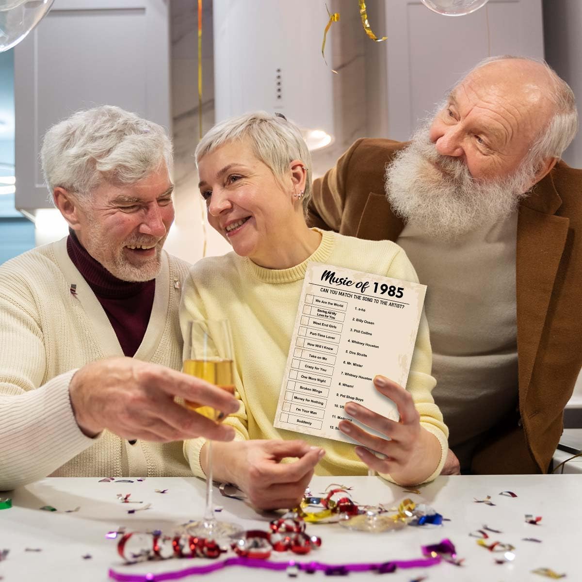 QUPT 40th Birthday Party Games, Music of 1985 Games, Birthday Party Supplies for Adults, Fun 1985s Party Game，Pack of 30 Cards